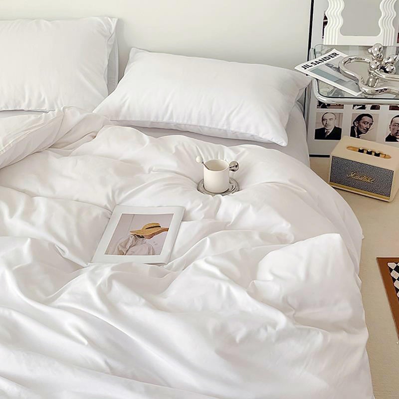 Cottonight White Comforter Set King Bedding Comforter Set Plain Solid Color Blanket Quilts Soft Breathable Pure White Bedding Set for Women Men Hotel Quality King Bed - Image 3